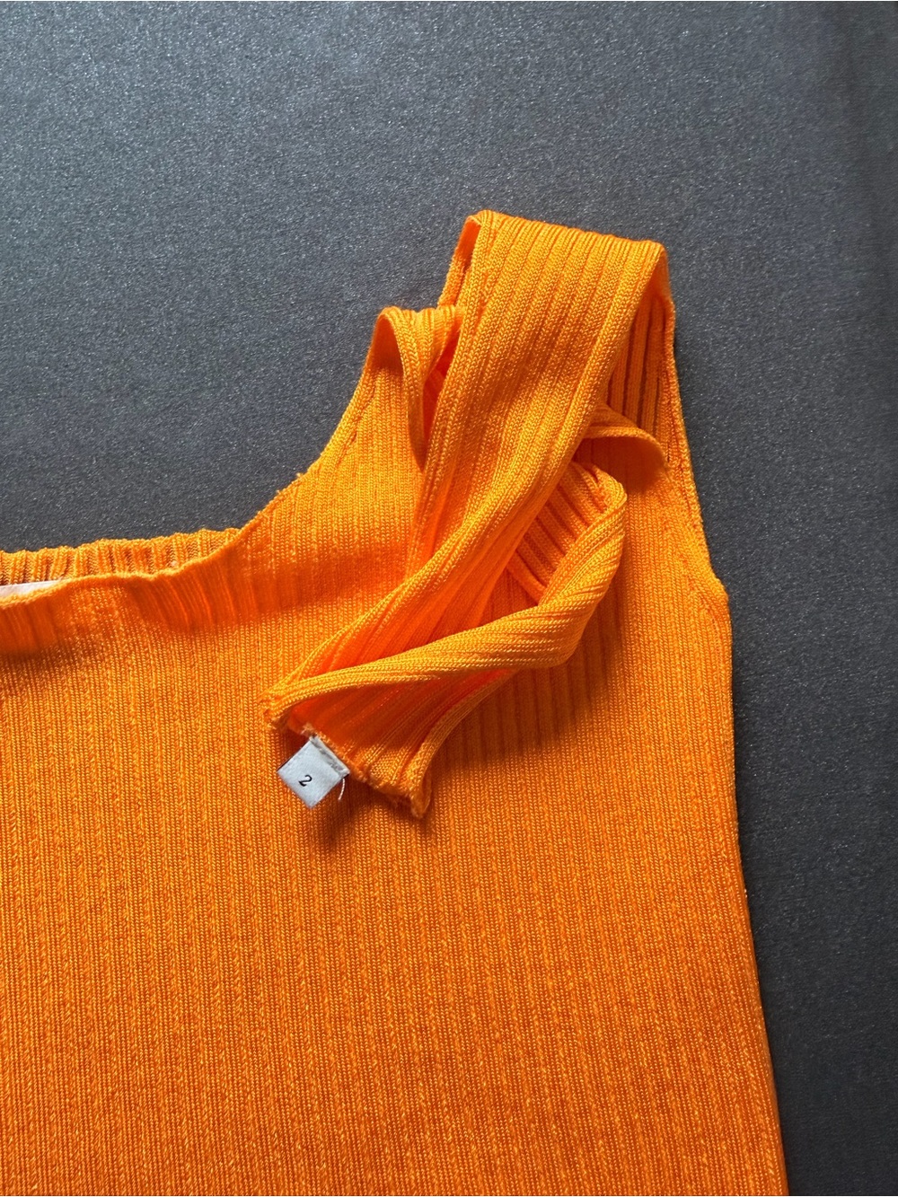 Sandro Orange Ribbed Square-Neck Tank - Picture 5 of 6